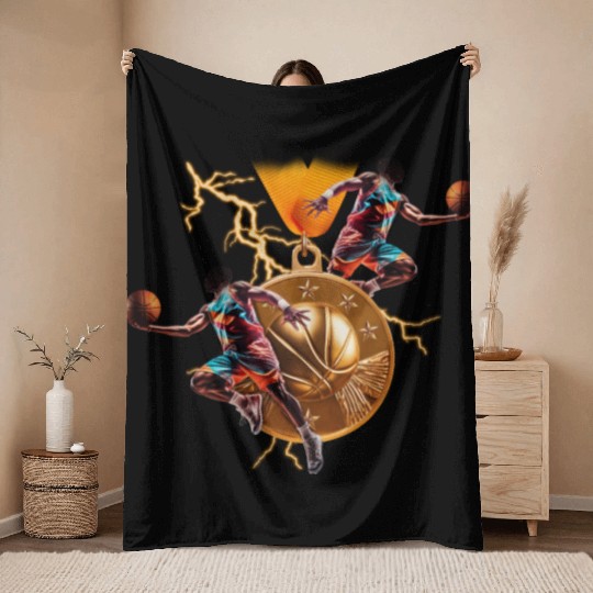 Basketball Game Day Throw Blankets