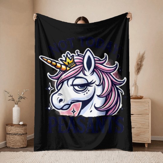 Cute Pony – Cute and cheerful pony art funny Pony Throw Blankets