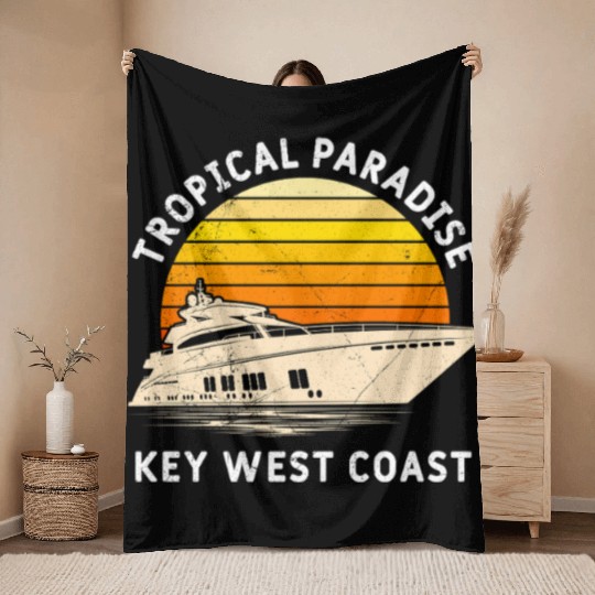 Florida TROPICAL PARADISE KEY-WEST COAST Throw Blankets