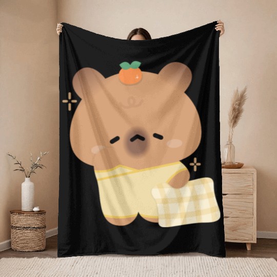 Sleepy Capybara Throw Blankets