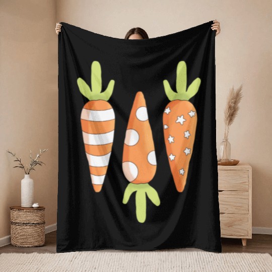 Happy Easter Carrot Throw Blankets