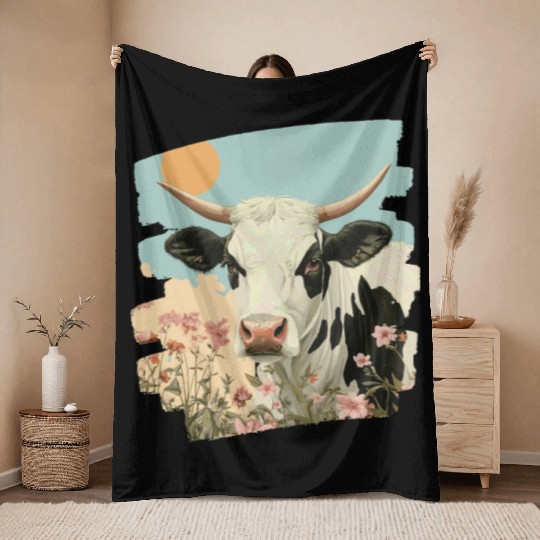 Cow Farmer Throw Blankets
