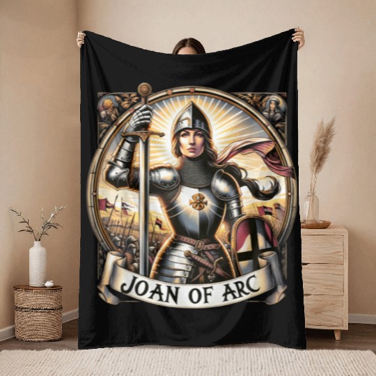 St Joan of Arc for Kids Cute Catholic Girl Saints Throw Blankets