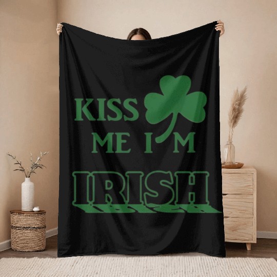 Kiss Me Im Irish 2025 Throw Blankets