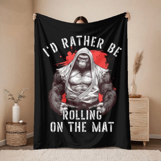 I'd Rather Be Rolling On The Mat Jiu Jitsu BJJ Throw Blankets