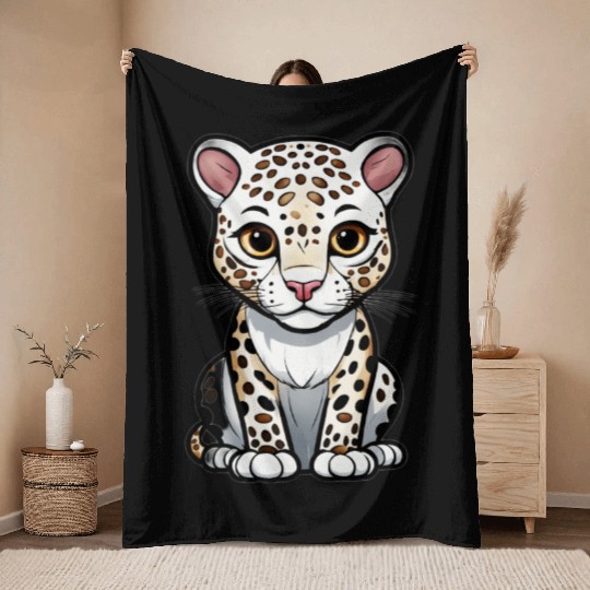 Cute Cartoon Leopard Cub Throw Blankets
