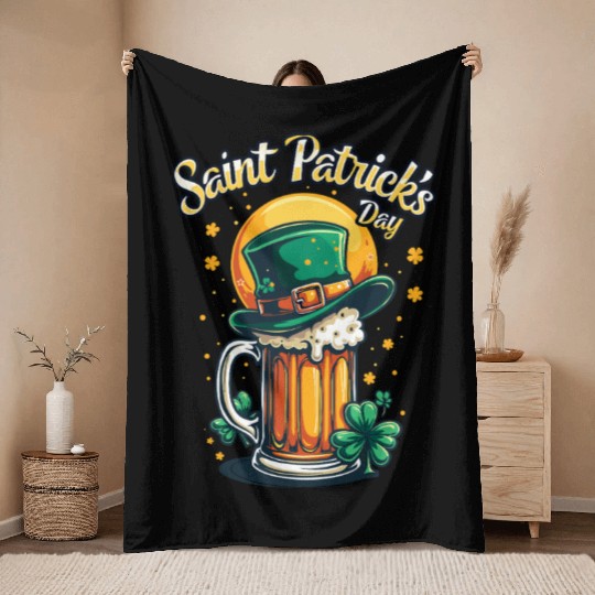 St Patrick`s Day Beer Throw Blankets