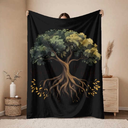 Rooted Growth - Nature's Wisdom Throw Blankets