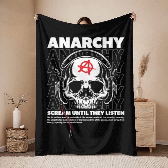Anarchy Scream Until They Listen Punk Throw Blankets