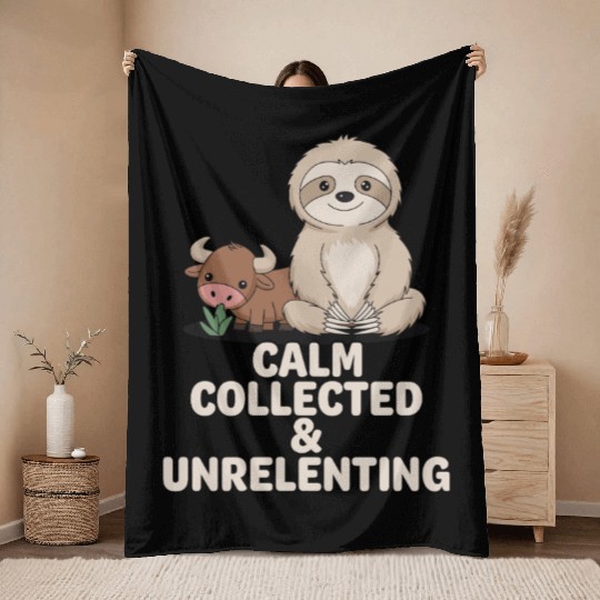 Taurus Zodiac Sloth Calm Collected & Unrelenting Throw Blankets