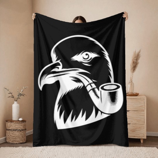 Seagull With Nordic Nautical Charisma Throw Blankets