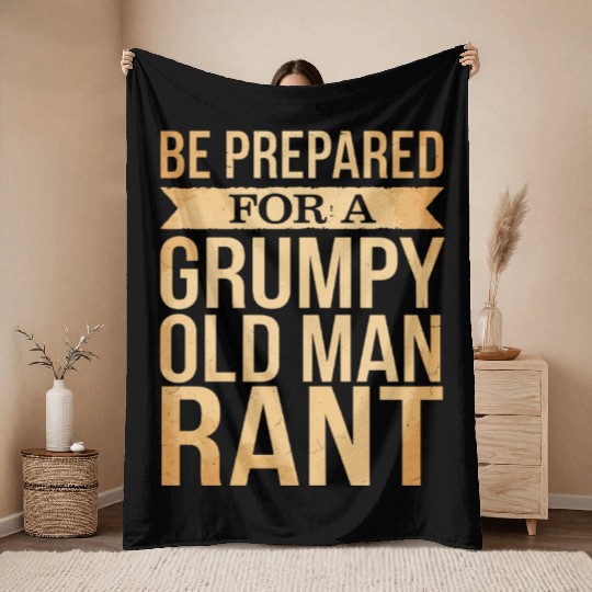 Grumpy Old Man Throw Blankets