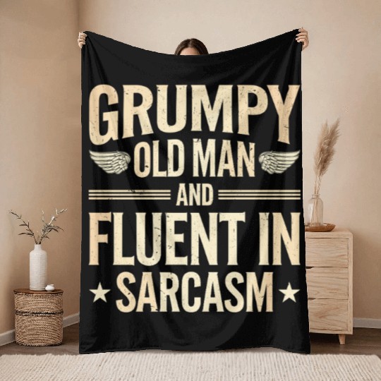 Grumpy Old Man Throw Blankets