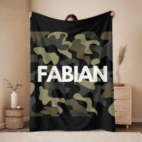 Fabian Name Throw Blankets Men Good Quality Camouflage