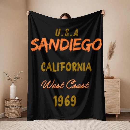 San Diego West Coast California America History Throw Blankets