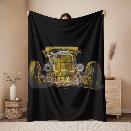 Hot Rod head on Throw Blankets
