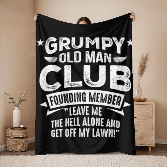 Grumpy Old Man Throw Blankets