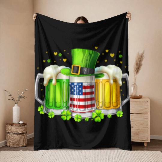 Irish Beer Ireland St Patricks Day Drinking Party Throw Blankets