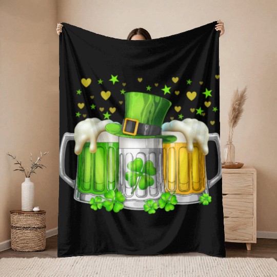 Irish Beer Ireland St Patricks Day Drinking Party Throw Blankets