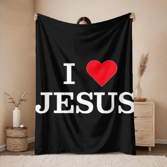 I Heart Jesus Throw Blankets