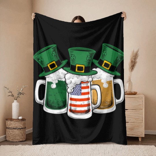 Irish Beer Ireland St Patricks Day Drinking Party Throw Blankets