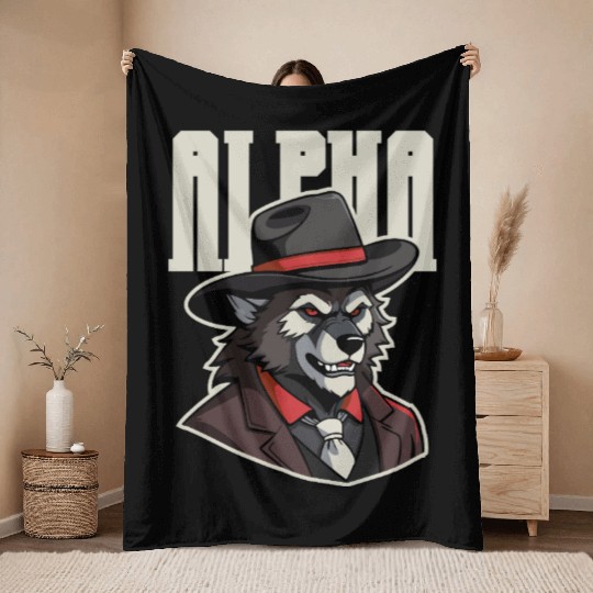 Alpha Wolf – No Beta Behavior Throw Blankets