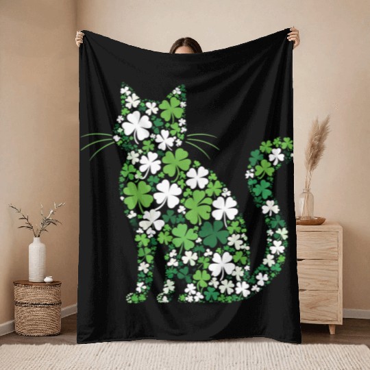 Catrick's Day – Lucky Cat Celebration Throw Blankets