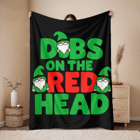 Dibs on The Red Head Irish Gnomes St Patrick's Day Throw Blankets