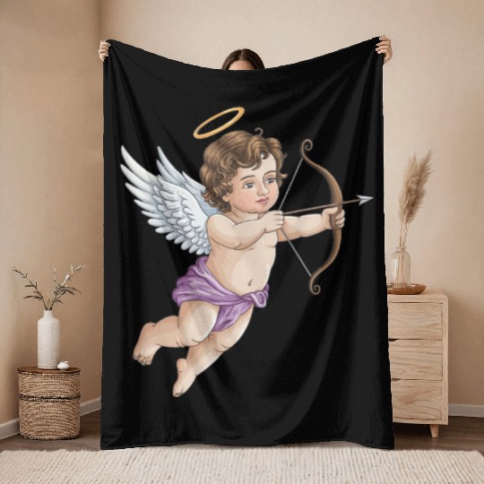 Cupid Angel Throw Blankets