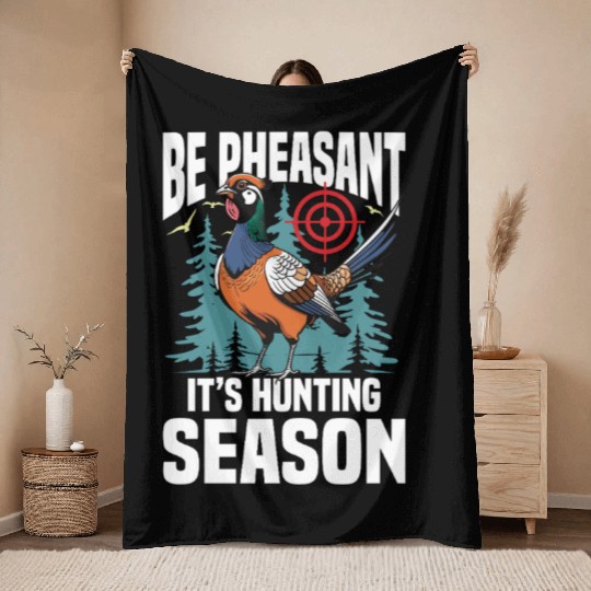 Pheasant Hunting for Hunters Throw Blankets