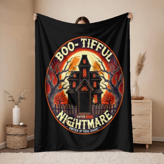 Haunted House Horror - Spooky Halloween Nightmare Throw Blankets