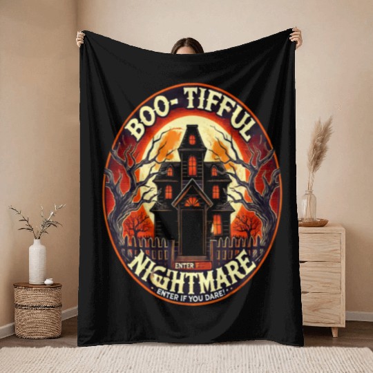 Haunted House Horror - Spooky Halloween Nightmare Throw Blankets