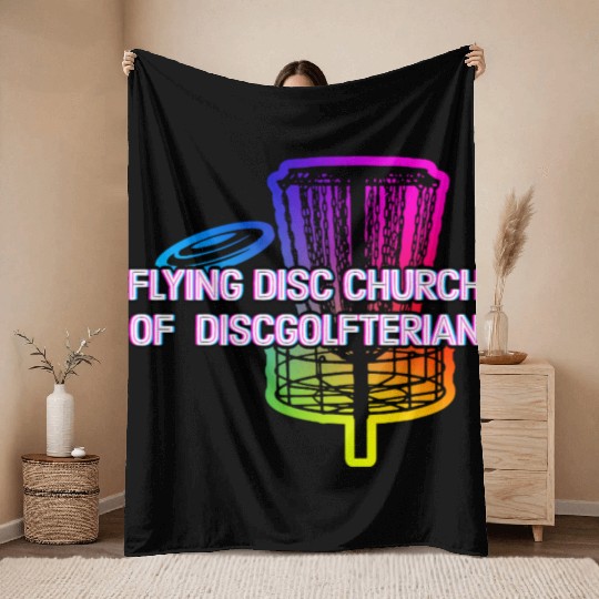 Flying Disc Church Funny Disc Golf Humor Golfer Throw Blankets