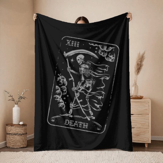 XIII Death Tarot Card Throw Blankets