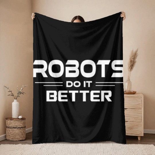 AI Robotics Geek Tech Humor Robot Throw Blankets