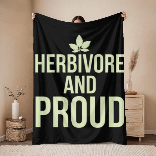Herbivore And Proud Vegan Vegetarian Statement Throw Blankets