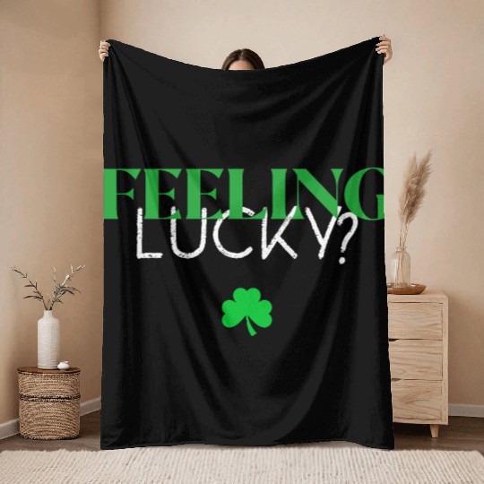 Feeling Lucky With Clover Throw Blankets