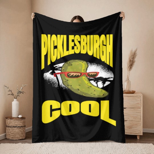 Pittsburgh Humor Picklesburgh Cool Relaxing Pickle Throw Blankets
