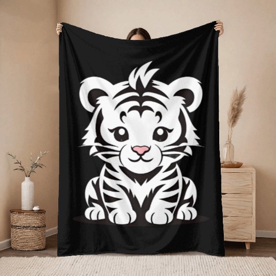 Cute Baby Tiger Throw Blankets