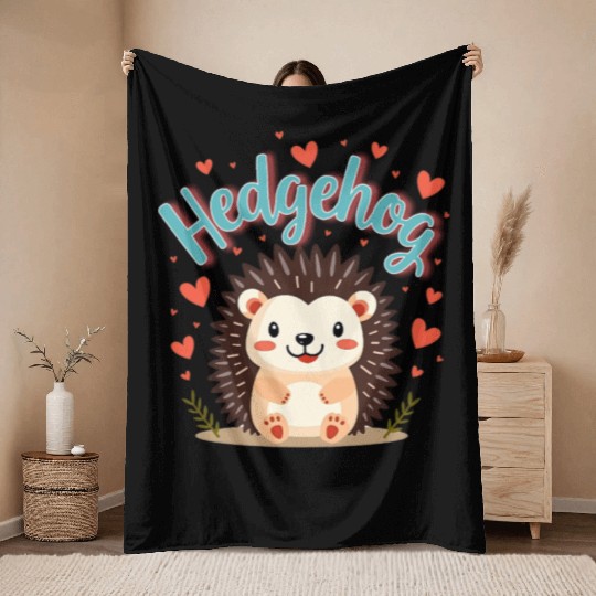 Charming Hedgehog Throw Blankets