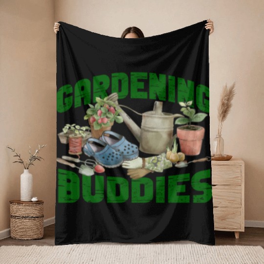 Plant Lover Gardening Besties Throw Blankets