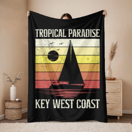 Florida TROPICAL PARADISE KEY-WEST COAST Throw Blankets