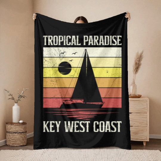 Florida TROPICAL PARADISE KEY-WEST COAST Throw Blankets