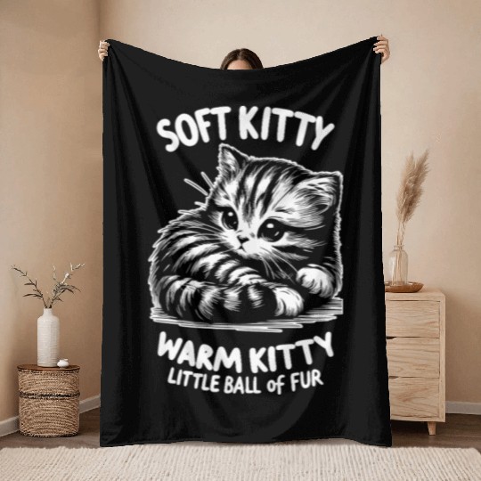 Soft Kitty (dark) Throw Blankets