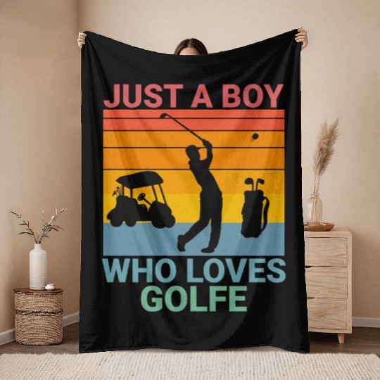 Just a Boy who loves Golf Throw Blankets