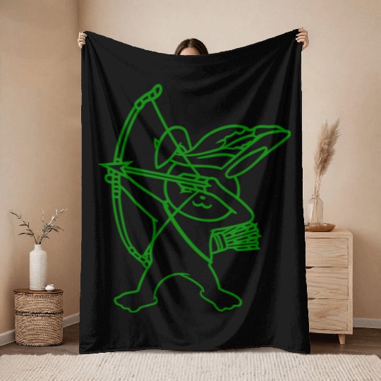 Bunny Archer Middle Age Arrow Bow Shooting Longbow Throw Blankets