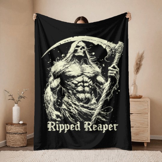 Ripped Reaper Throw Blankets