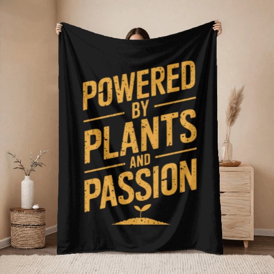 Powered By Plants And Passion Vegan Vegetarian Throw Blankets