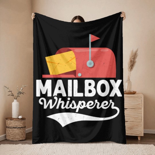 Mailbox Whisperer Mailman Postal Worker Throw Blankets