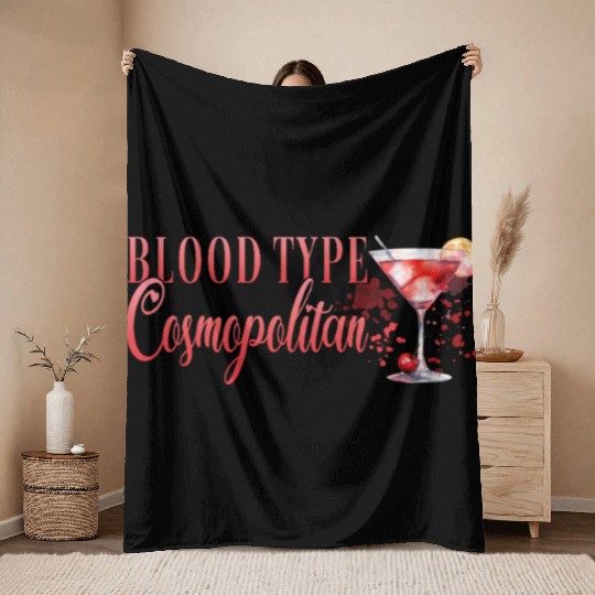 Cocktail Bartender Blood Type Cosmopolitan Throw Blankets